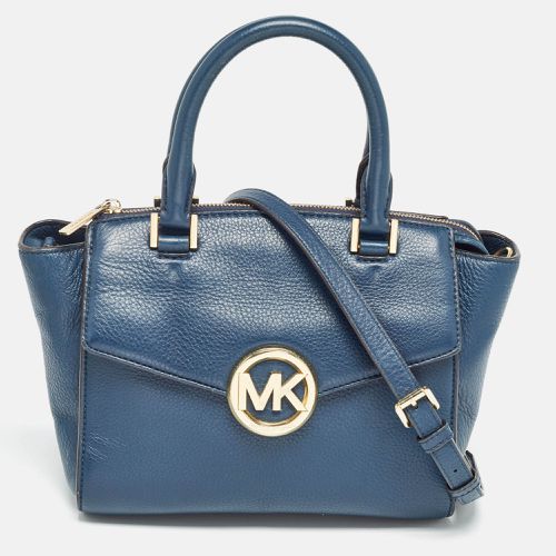 MICHAEL Michael Kors Navy Blue Leather Hudson Satchel - MICHAEL Michael Kors - Modalova