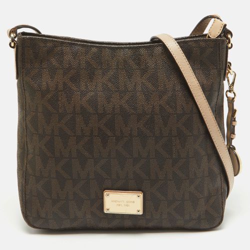 MICHAEL Michael Kors Brown/Beige Sigature Coated Canvas and Leather Jet Set Travel Messenger Bag - MICHAEL Michael Kors - Modalova