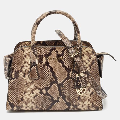 MICHAEL Michael Kors Beige Python Embossed Leather Medium Harper Satchel - MICHAEL Michael Kors - Modalova