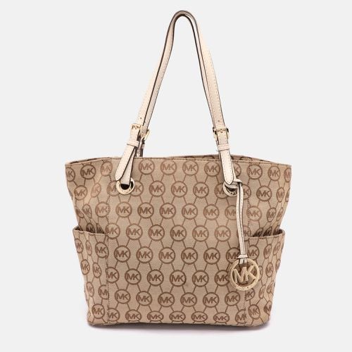 MICHAEL Michael Kors Beige/Brown Signature Canvas Jet Set Tote - MICHAEL Michael Kors - Modalova