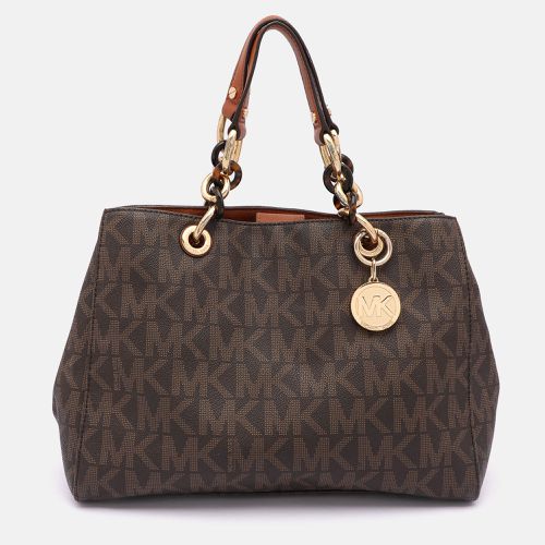 MICHAEL Michael Kors Brown Signature Coated Canvas Medium Cynthia Tote - MICHAEL Michael Kors - Modalova