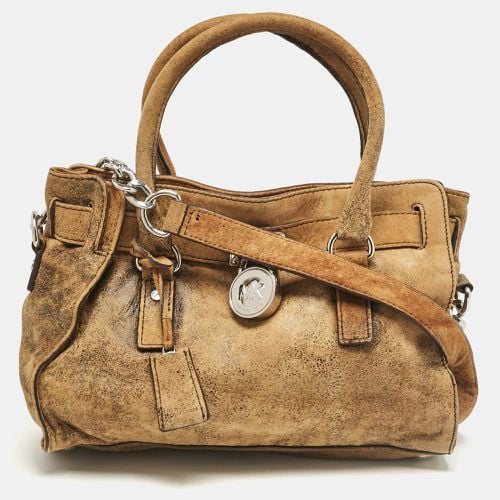 MICHAEL Michael Kors Tan/Black Alcantara East/West Hamilton Satchel - MICHAEL Michael Kors - Modalova