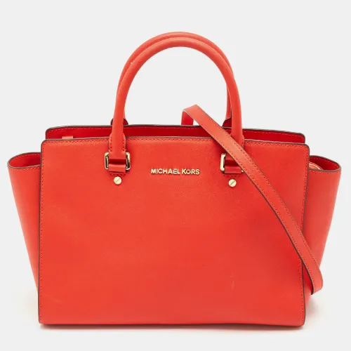 MICHAEL Michael Kors Red Saffiano Leather Large Selma Satchel - MICHAEL Michael Kors - Modalova