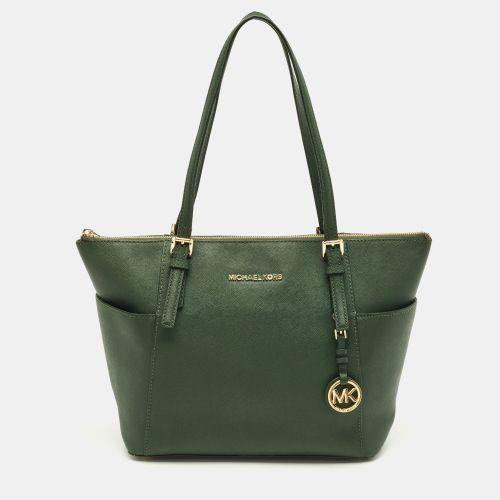 MICHAEL Michael Kors Green Leather Jet Set Top Zip Tote - MICHAEL Michael Kors - Modalova