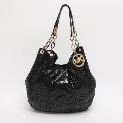 MICHAEL Michael Kors Black Python Effect Leather Fulton Hobo - MICHAEL Michael Kors - Modalova