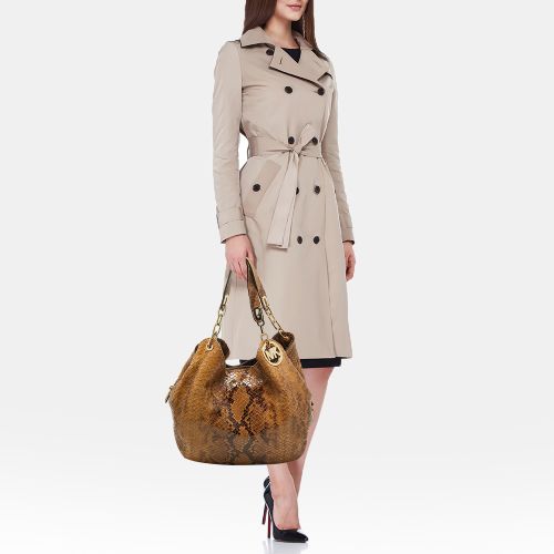 Suede Python Effect Lillie Hobo - MICHAEL Michael Kors - Modalova