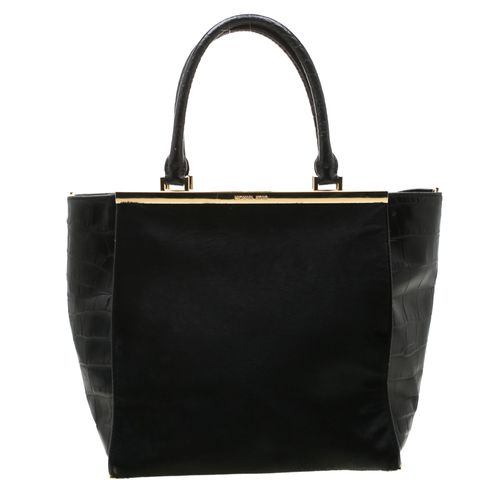 MICHAEL Michael Kors Black Calf Hair and Croc Embossed Leather Large Lana Tote - MICHAEL Michael Kors - Modalova