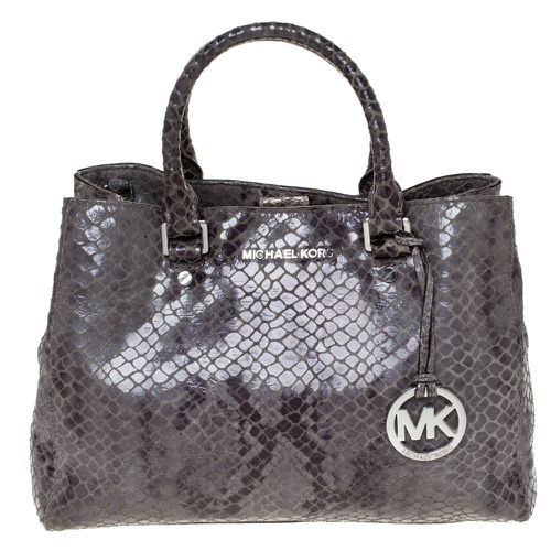 MICHAEL Michael Kors Grey Python Embossed Leather Satchel - MICHAEL Michael Kors - Modalova