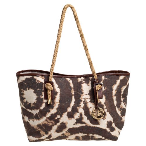 MICHAEL Michael Kors Brown/Beige Printed Canvas Rope Handle Tote - MICHAEL Michael Kors - Modalova