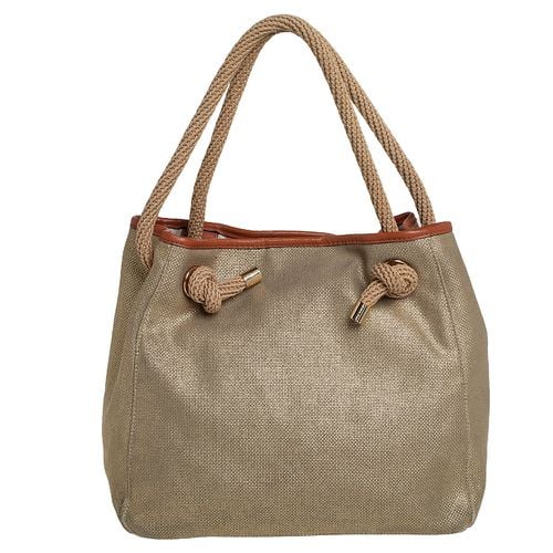 MICHAEL Michael Kors Metallic Beige/Brown Canvas and Leather Large Isla Tote - MICHAEL Michael Kors - Modalova