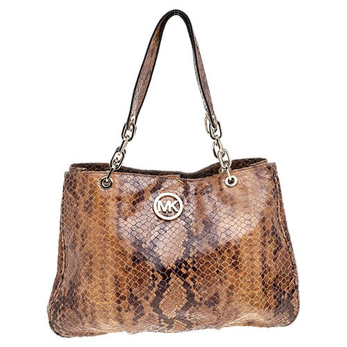 MICHAEL Michael Kors Brown Python Embossed Leather Tote - MICHAEL Michael Kors - Modalova