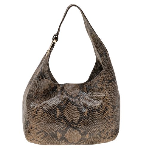 MICHAEL Michael Kors Brown Python Embossed Leather Hobo - MICHAEL Michael Kors - Modalova