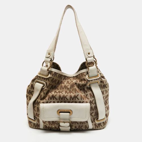 MICHAEL Michael Kors Beige/Off White Signature Canvas Front Pocket Tote - MICHAEL Michael Kors - Modalova