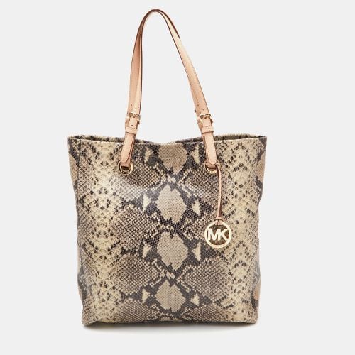 MICHAEL Michael Kors Beige Python Embossed Leather North South Tote - MICHAEL Michael Kors - Modalova