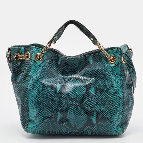 MICHAEL Michael Kors Green/Black Python Embossed Leather Jet Set Chain Hobo - MICHAEL Michael Kors - Modalova