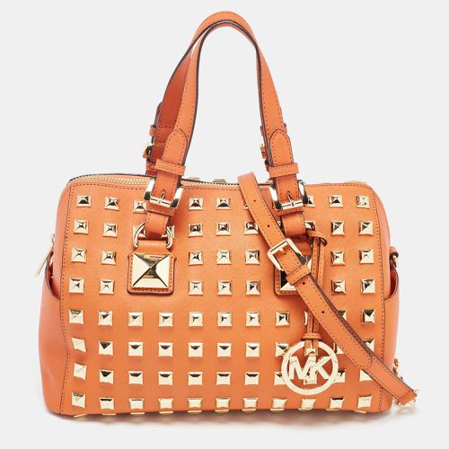 MICHAEL Michael Kors Orange Studded Leather Grayson Boston Bag - MICHAEL Michael Kors - Modalova