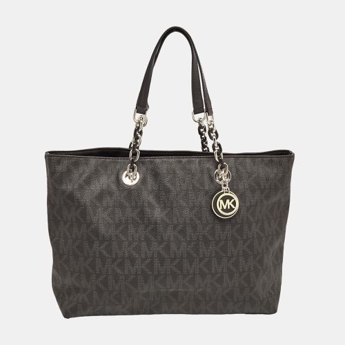 MICHAEL Michael Kors Black Signature Coated Canvas Cynthia Large Tote - MICHAEL Michael Kors - Modalova