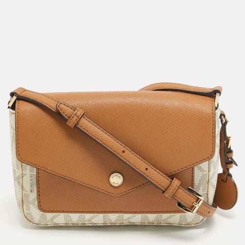 MICHAEL Michael Kors Beige/Brown Signature Coated Canvas and Leather Greenwhich Shoulder Bag - MICHAEL Michael Kors - Modalova