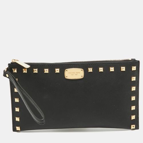 Leather Studded Logo Wristlet Pouch - MICHAEL Michael Kors - Modalova