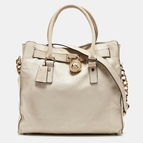 MICHAEL Michael Kors Light Beige Leather Large Hamilton North South Tote - MICHAEL Michael Kors - Modalova