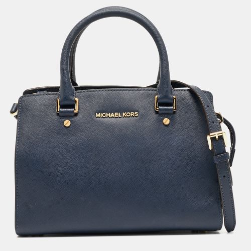 Michael Michael Kors Navy Blue Leather Medium Selma Tote - MICHAEL Michael Kors - Modalova