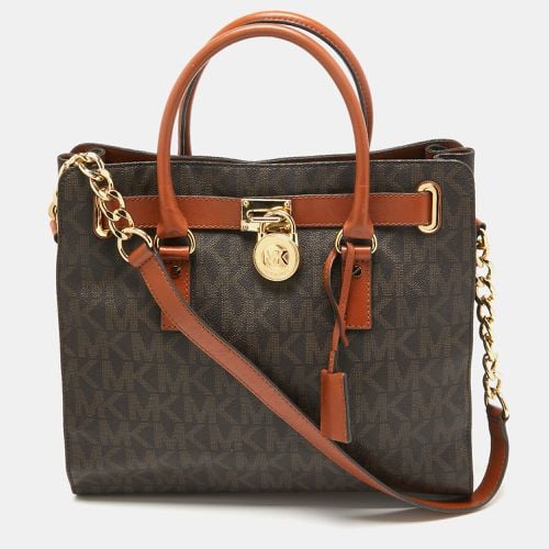 MICHAEL Michael Kors Brown Signature Coated Canvas Large North South Hamilton Tote - MICHAEL Michael Kors - Modalova