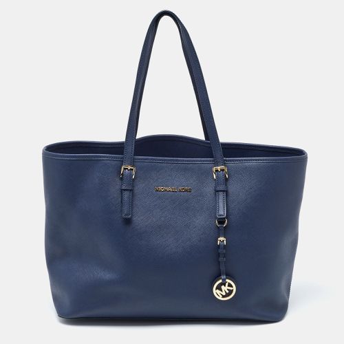 MICHAEL Michael Kors Navy Blue Leather Large Jet Set Travel Tote - MICHAEL Michael Kors - Modalova