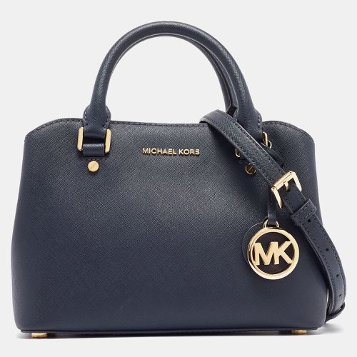 Michael Michael Kors Navy Blue Saffiano Leather Small Savannah Satchel - MICHAEL Michael Kors - Modalova