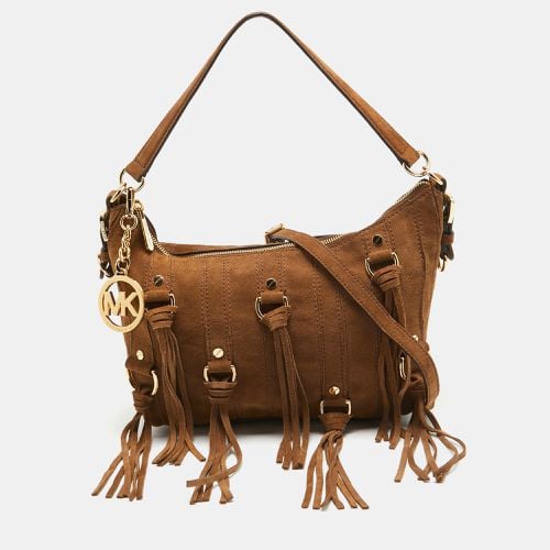 MICHAEL Michael Kors Brown Suede Fringe Presley Shoulder Bag - MICHAEL Michael Kors - Modalova