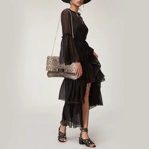 Python Embossed Leather Turnlock Chain Bag - MICHAEL Michael Kors - Modalova