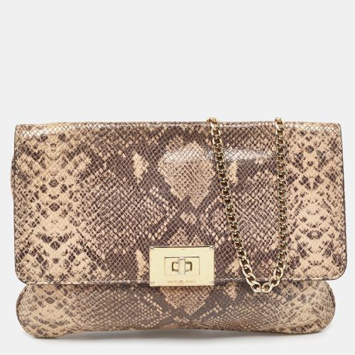 MICHAEL Michael Kors Beige Python Embossed Leather Turnlock Chain Bag - MICHAEL Michael Kors - Modalova