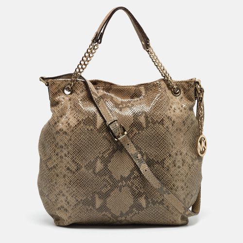 MICHAEL Michael Kors Grey Snakeskin Embossed Leather Cynthia Shoulder Bag - MICHAEL Michael Kors - Modalova