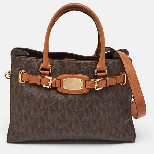 MICHAEL Michael Kors Dark Brown Signature Coated Canvas Large East West Hamilton Tote - MICHAEL Michael Kors - Modalova