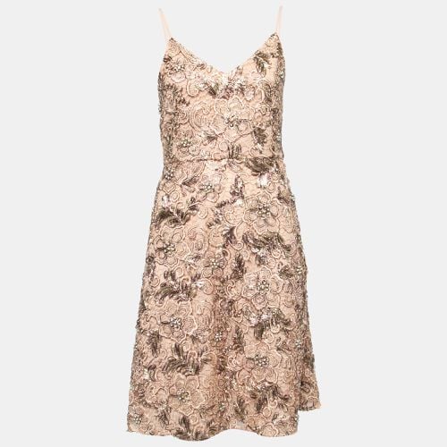 Mikael Aghal Gold Embellished Lace Cocktail Dress S - Mikael Aghal - Modalova