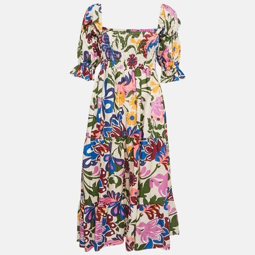 Misa Los Angeles Multicolored Floral Print Linen Tiered Yolanda Midi Dress S - Misa Los Angeles - Modalova