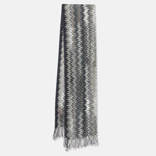 Missoni Grey Zig Zag Pattern Wool Knit Fringed Stole - Missoni - Modalova