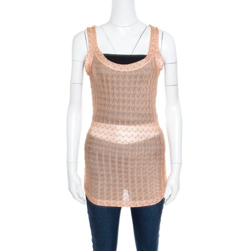 Missoni Pink Embroidered Perforated Knit Sleeveless Top S - Missoni - Modalova