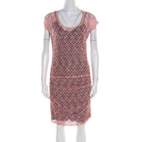 Missoni Multicolor Perforated Knit Ruched Sleeveless Dress M - Missoni - Modalova