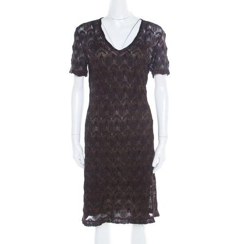 Missoni Black Lurex Patterned Knit V Neck Midi Dress M - Missoni - Modalova