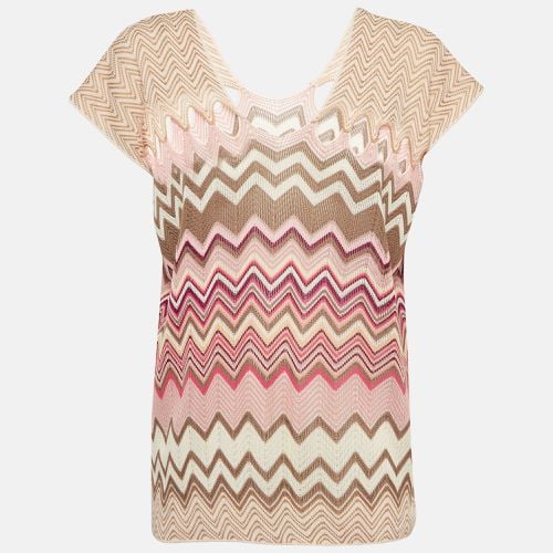 Missoni Pink Chevron Knit Cut-Out Detail Sheer Top M - Missoni - Modalova