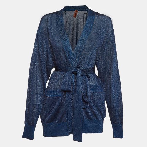 Missoni Blue Lurex Knit Open Front Cardigan M - Missoni - Modalova