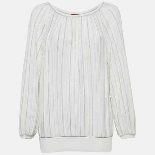 Missoni White Pinhole Lurex Knit Round Neck Top M - Missoni - Modalova