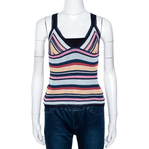 Missoni Multicolor Striped Rib Knit V Neck Tank Top M - Missoni - Modalova