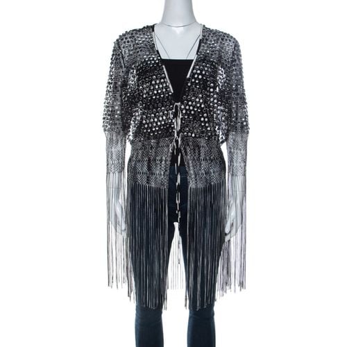 Missoni Monochrome Crochet Knit Lace Trim Fringed Cardigan L - Missoni - Modalova