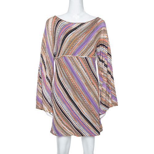 M Missoni Multicolor Perforated Knit Long Sleeve Dress M - Missoni - Modalova