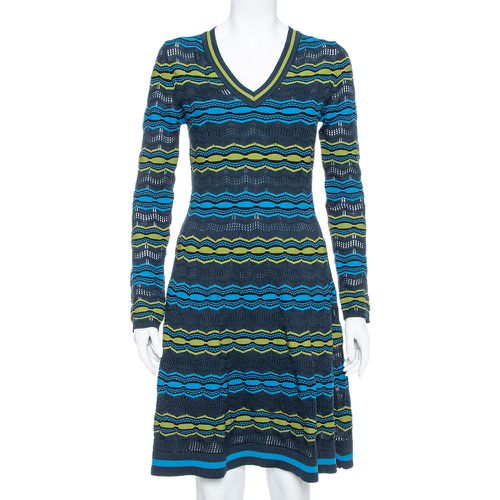 M Missoni Multicolor Perforated Knit Fit & Flare Midi Dress M - Missoni - Modalova