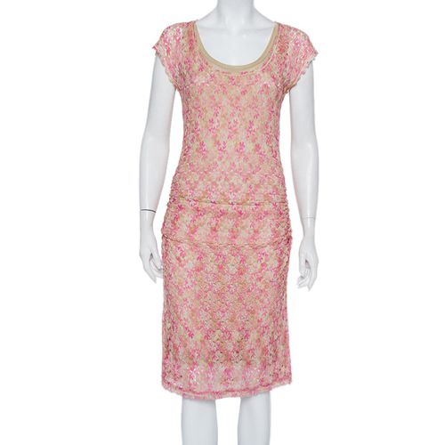 Missoni Pink & Beige Knit Ruched Sleeveless Midi Dress M - Missoni - Modalova