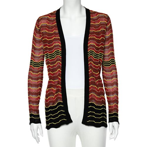 M Missoni Burnt Orange Patterned Knit Open Front Cardigan S - M Missoni - Modalova