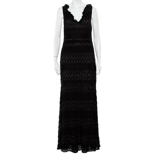 Missoni Black Lurex Knit Ruffled Neck Sleeveless Maxi Dress M - Missoni - Modalova