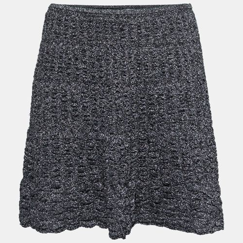 M Missoni Metallic Grey Lurex Knit Textured Flared Skirt S - M Missoni - Modalova